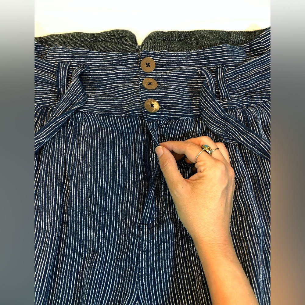 Free People Navy Blue Cotton High Waisted Pants - Picture 4 of 8
